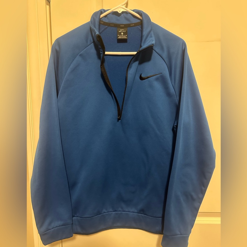 Men’s Nike Dri-Fit 1/2 Zip Pull Over Long Sleeved Blue Shirt Top Size Medium